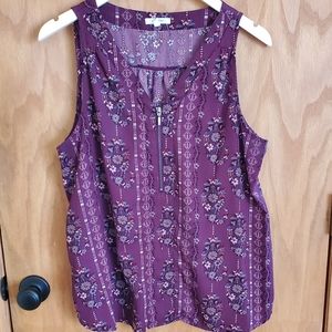 Maurices Chiffon Zip Tank Blouse XL